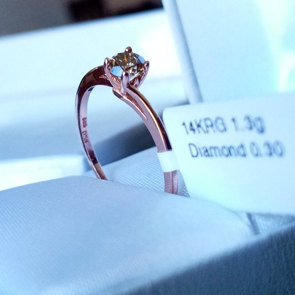 (SOLD) 14K Rose Gold Diamond Solitaire 0.3ct Ring Sz6.5 - Picture 9 of 10